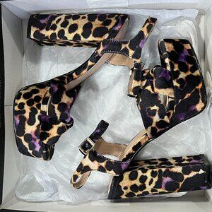 Betsey Johnson Melanni Platform Block Leopard Heel, Size 6.5
